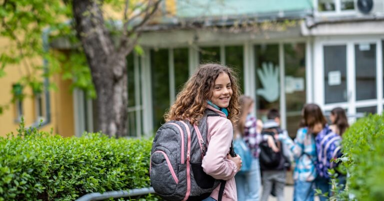 children enter the school