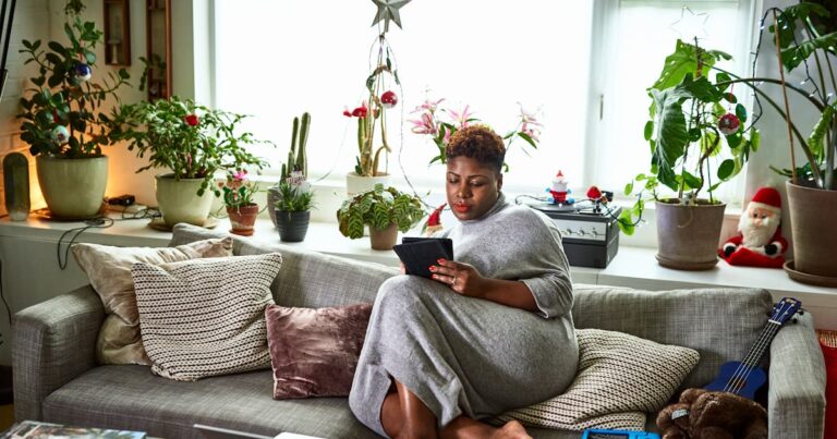 woman with feet up