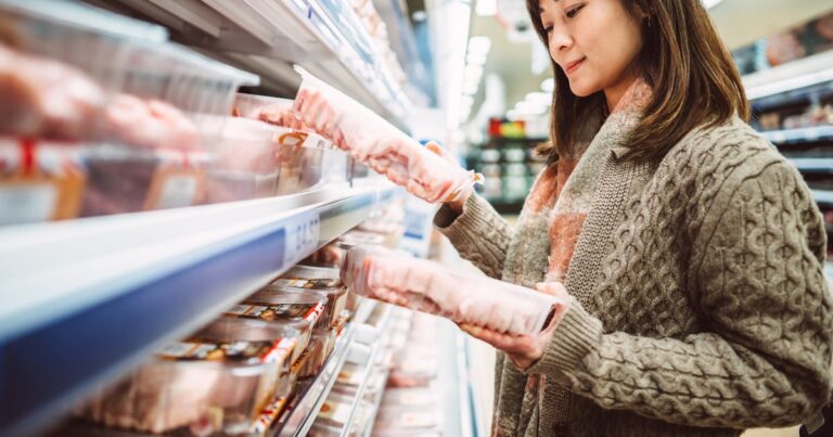 cheerful woman is browsing